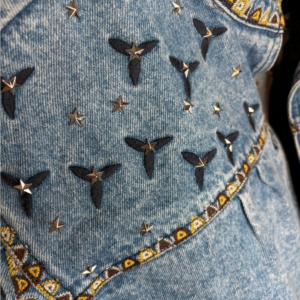 Brand new with tag AUTHENTIC women denim Sandro embroidered Jacket 40! - Picture 11 of 17